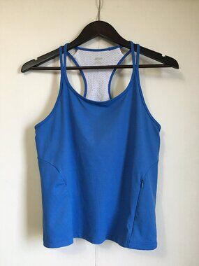 MEC Blue Racerback Shelf Bra Performance Tank Top L